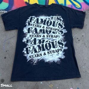 Vintage Y2K Famous Stars & Straps T-Shirt Mens SMALL Black Logo Travis Barker